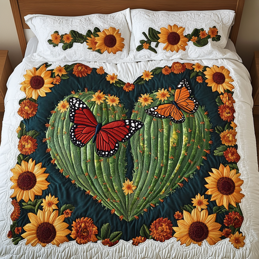 Cactus Heart 3-Piece Quilted Bedding Set NCU0VH5893