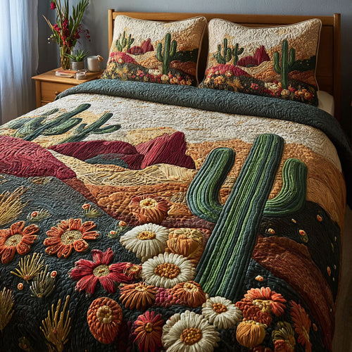 Cactus Horizon 3-Piece Quilted Bedding Set NCU0DK11573