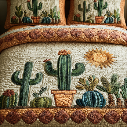 Cactus Horizon 3-Piece Quilted Bedding Set NCU0DK8801