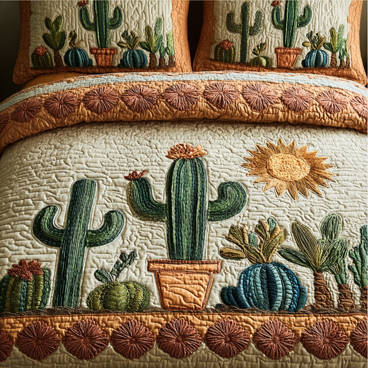 Cactus Horizon 3-Piece Quilted Bedding Set NCU0DK8801