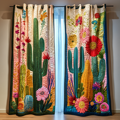 Cactus Horizon Quilted Curtains NCU0DK10956