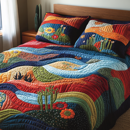 Cactus Life 3-Piece Quilted Bedding Set NCU0DV4049