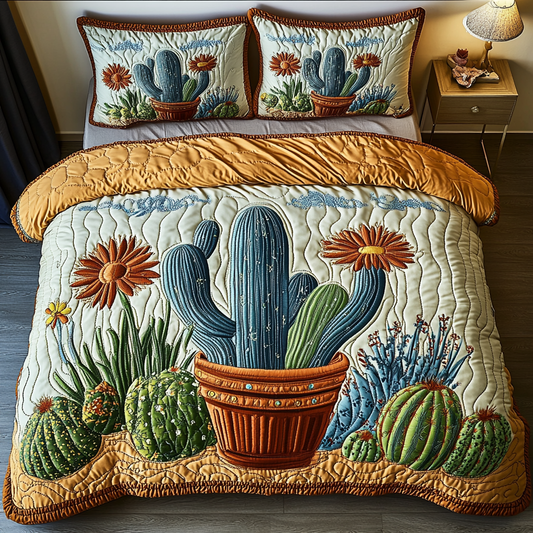 Cactus Moon 3-Piece Quilted Bedding Set NCU0DK8803