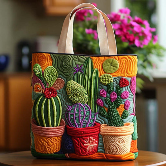 Cactus Moonlight Quilted Tote Bag NCU0NT8815