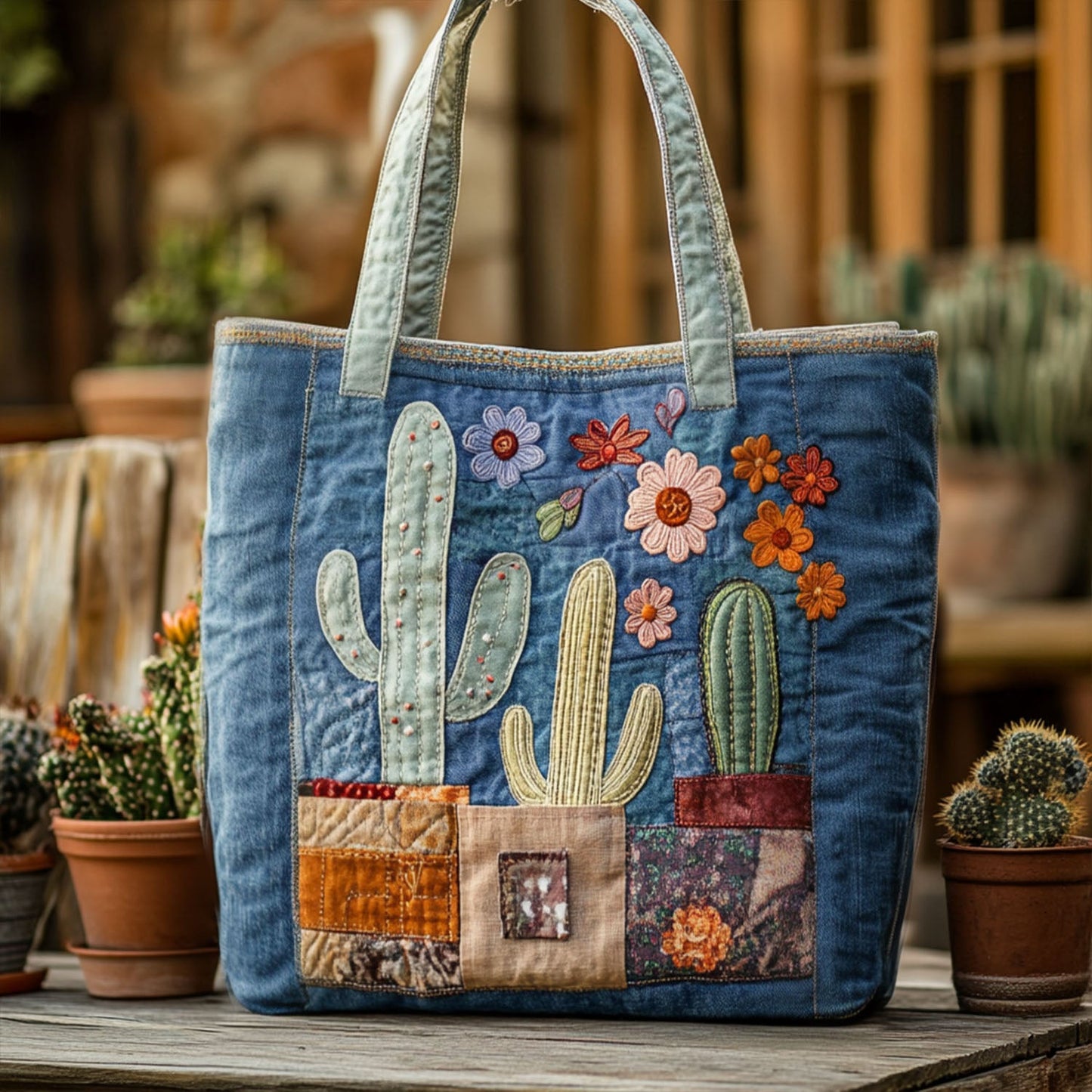 Cactus Muse Quilted Tote Bag NCU0PT8457