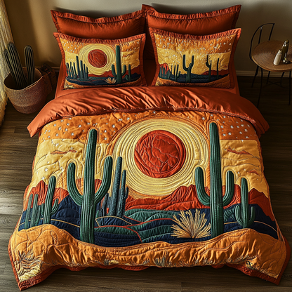 Cactus Night 3-Piece Quilted Bedding Set NCU0DK8800