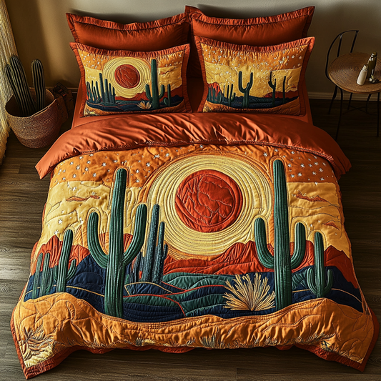 Cactus Night 3-Piece Quilted Bedding Set NCU0DK8800