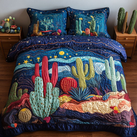 Cactus Night 3-Piece Quilted Bedding Set NCU0NT5319