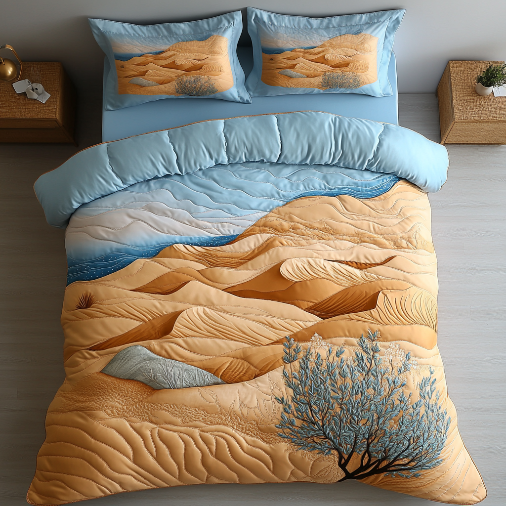 Cactus Oasis 3-Piece Quilted Bedding Set NCU0DK6132