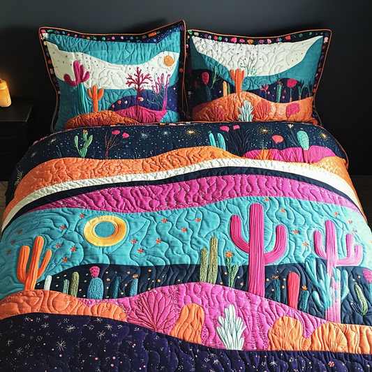 Cactus Oasis 3-Piece Quilted Bedding Set NCU0DK7632