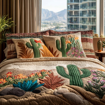 Cactus Oasis 3-Piece Quilted Bedding Set NCU0DV8820
