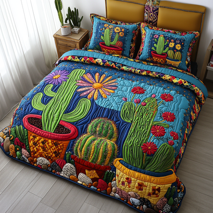 Cactus Parade 3-Piece Quilted Bedding Set NCU0VL2631