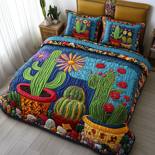 Cactus Parade 3-Piece Quilted Bedding Set NCU0VL2631