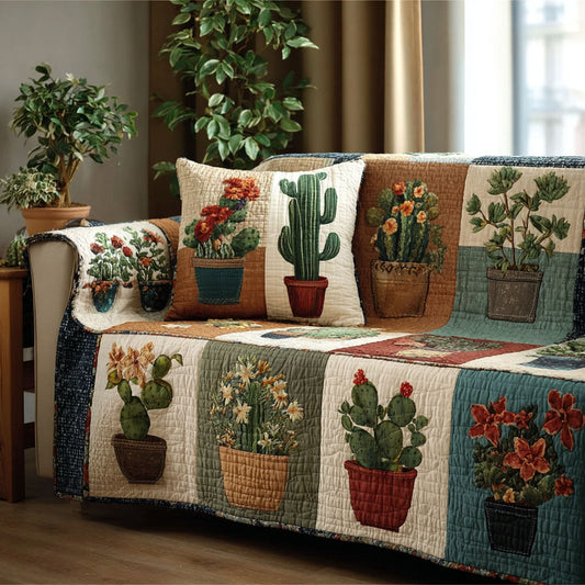 Cactus Patch Quilted Sofa Cover NCU0NT12127