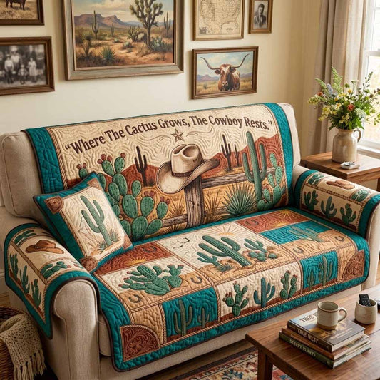 Cactus Ranch Quilted Sofa Cover NCU0XD2856