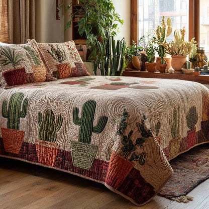 Cactus Serenity 3-Piece Quilted Bedding Set NCU0DV8824