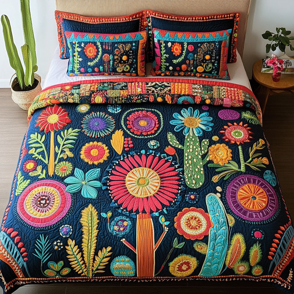 Cactus Serenity 3-Piece Quilted Bedding Set NCU0PT7619