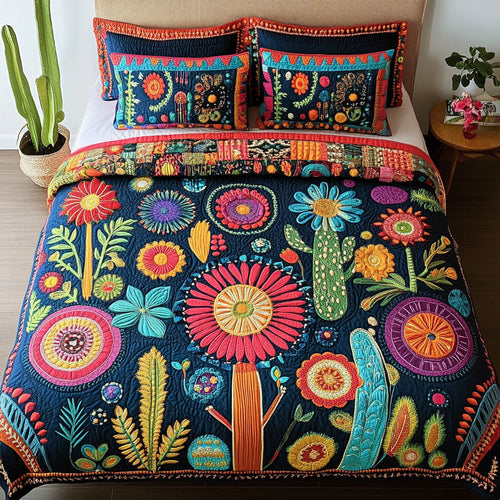 Cactus Serenity 3-Piece Quilted Bedding Set NCU0PT7619