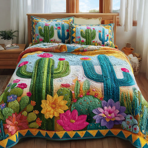 Cactus Spirit 3-Piece Quilted Bedding Set NCU0DK11575