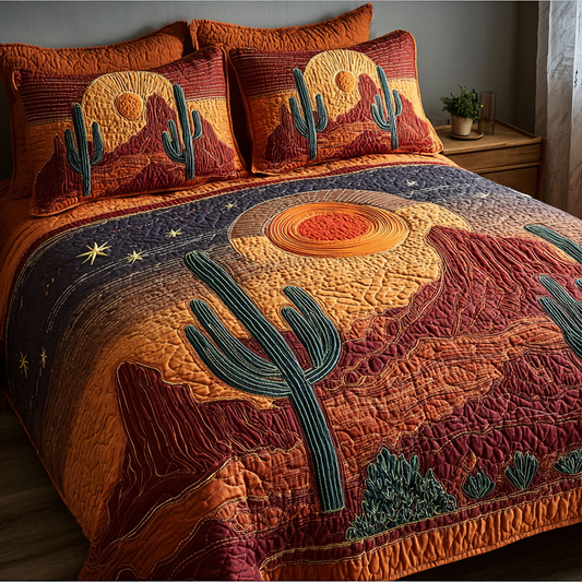 Cactus Spirit 3-Piece Quilted Bedding Set NCU0DK8804