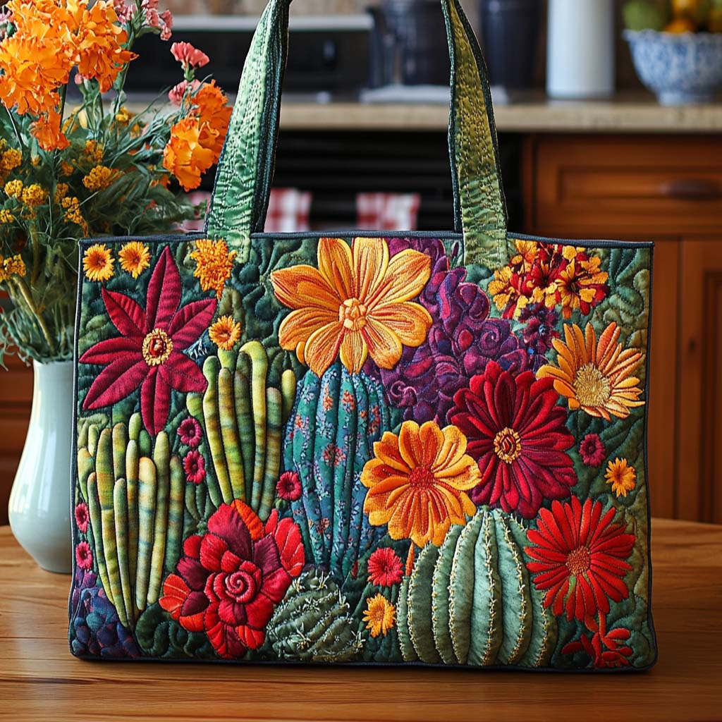 Cactus Spirit Glow Quilted Tote Bag NCU0NT8817