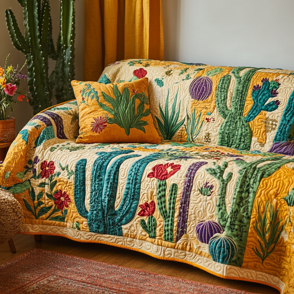 Cactus Quilted Sofa Cover NCU0VT350