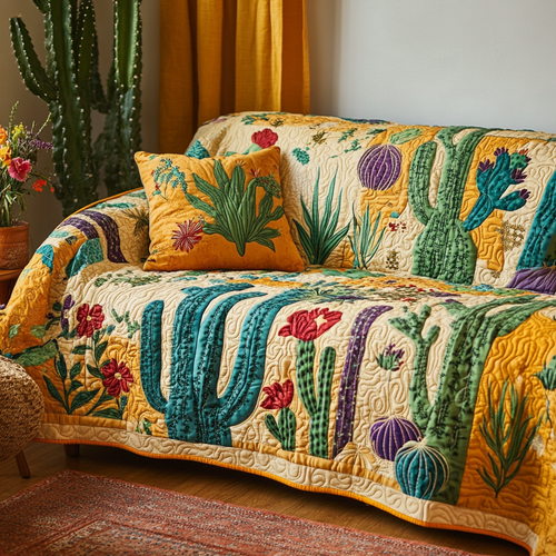 Cactus Spirit Quilted Sofa Cover NCU0DK10841