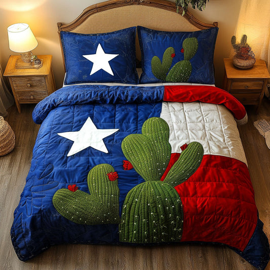 Cactus Star 3-Piece Quilted Bedding Set NCU0NT6320