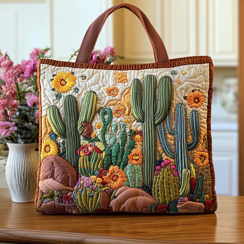 Cactus Summer Days Quilted Tote Bag NCU0NT8818
