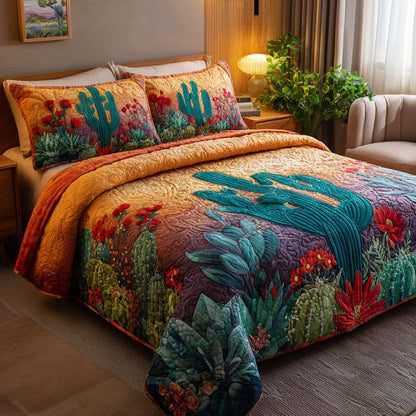 Cactus Sunset 3-Piece Quilted Bedding Set NCU0DK12068