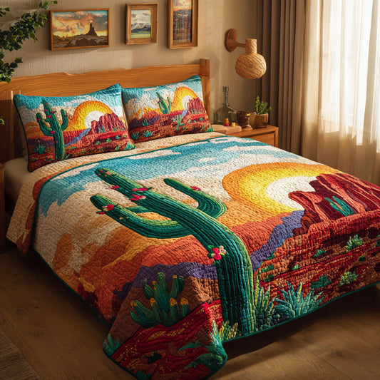 Cactus Sunset 3-Piece Quilted Bedding Set NCU0DK12207