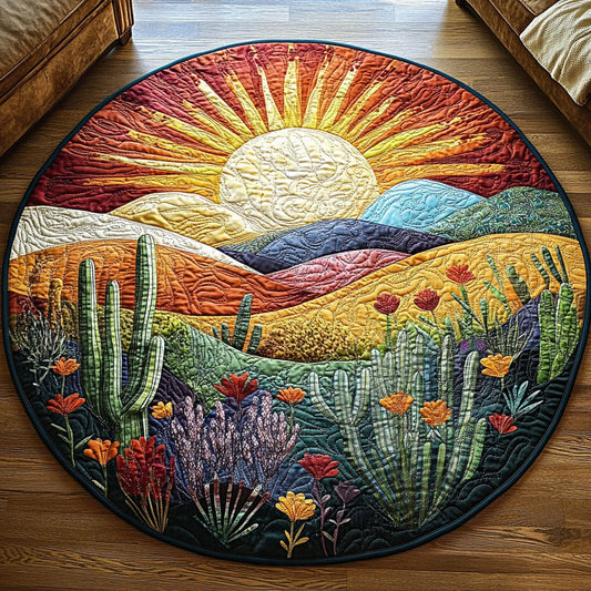Cactus Sunset Glow Quilted Round Mat NCU0PT4703