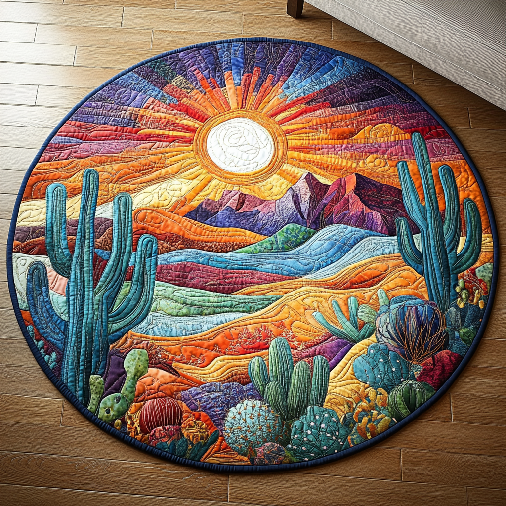Cactus Sunset Quilted Round Mat NCU0DV3781