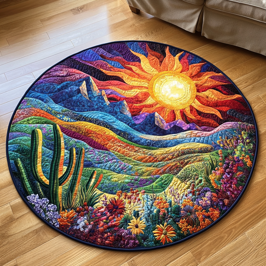 Cactus Sunset Quilted Round Mat NCU0DV4109