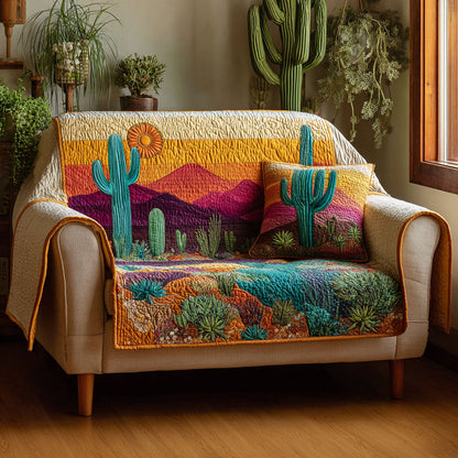 Cactus Sunset Quilted Sofa Cover NCU0DK11502