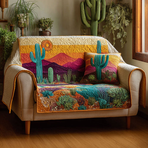 Cactus Sunset Quilted Sofa Cover NCU0DK11502
