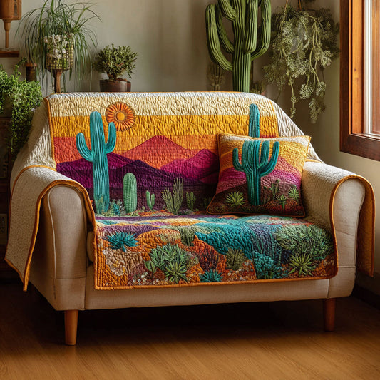 Cactus Sunset Quilted Sofa Cover NCU0DK11502
