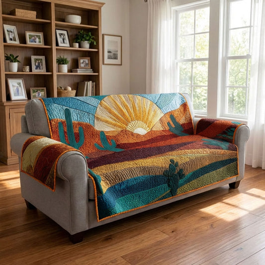 Cactus Sunset Quilted Sofa Cover NCU0DK12237