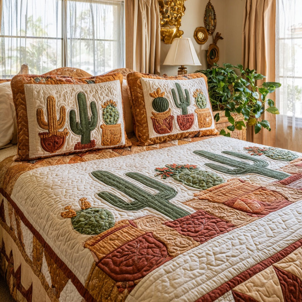 Cactus Trail 3-Piece Quilted Bedding Set NCU0DV8822