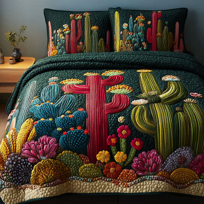 Cactus Valley 3-Piece Quilted Bedding Set NCU0DK11571