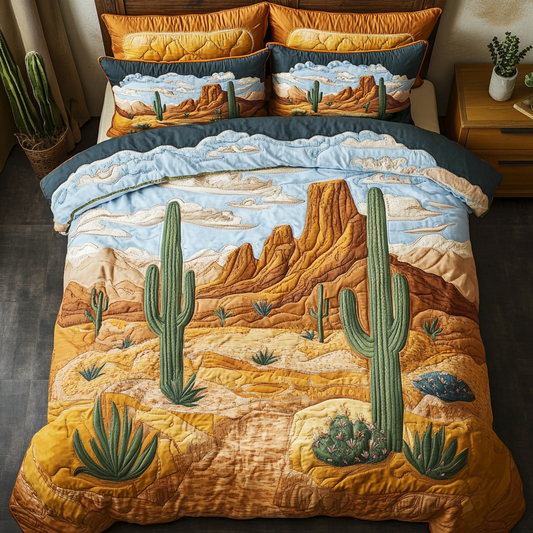 Cactus Valley 3-Piece Quilted Bedding Set NCU0DK9759