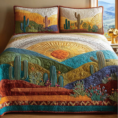 Cactus Valley 3-Piece Quilted Bedding Set NCU0DV8816