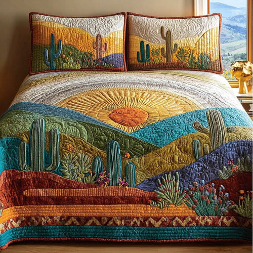 Cactus Valley 3-Piece Quilted Bedding Set NCU0DV8816