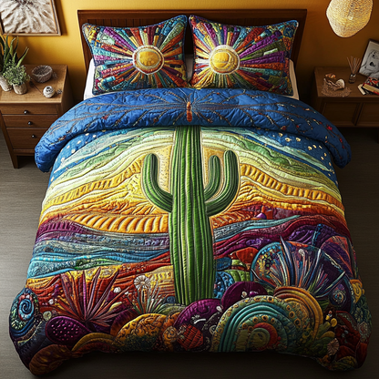 Cactus Vista 3-Piece Quilted Bedding Set NCU0VL1076