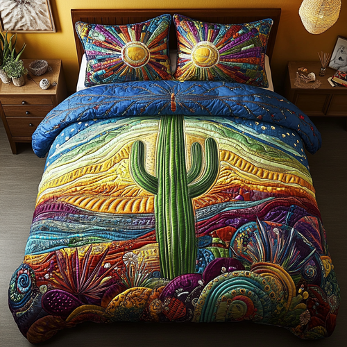 Cactus Vista 3-Piece Quilted Bedding Set NCU0VL1076