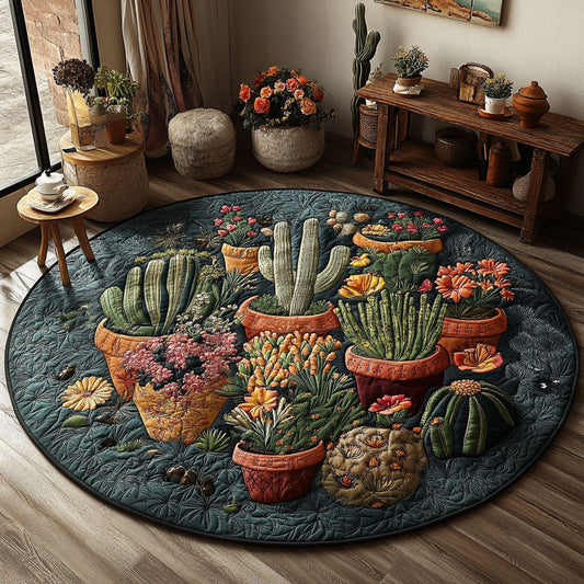 Cactus Wonderland Quilted Round Mat NCU0PT4978