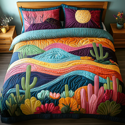 Cactus Wonders 3-Piece Quilted Bedding Set NCU0DK7631