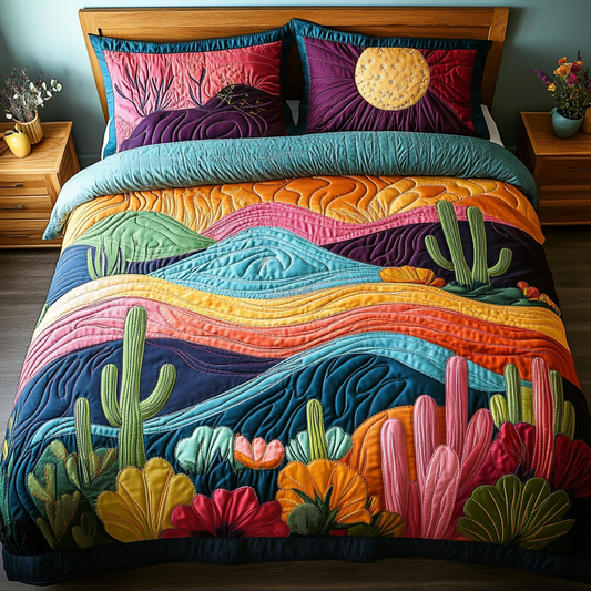 Cactus Wonders 3-Piece Quilted Bedding Set NCU0DK7631