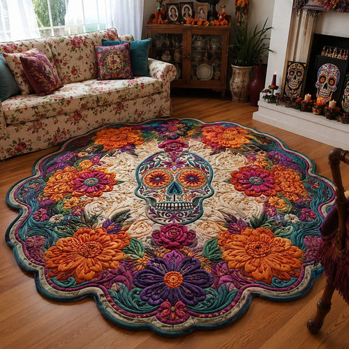 Calavera Bloom Parade Custom Shape Area Rug NCU0PT12031