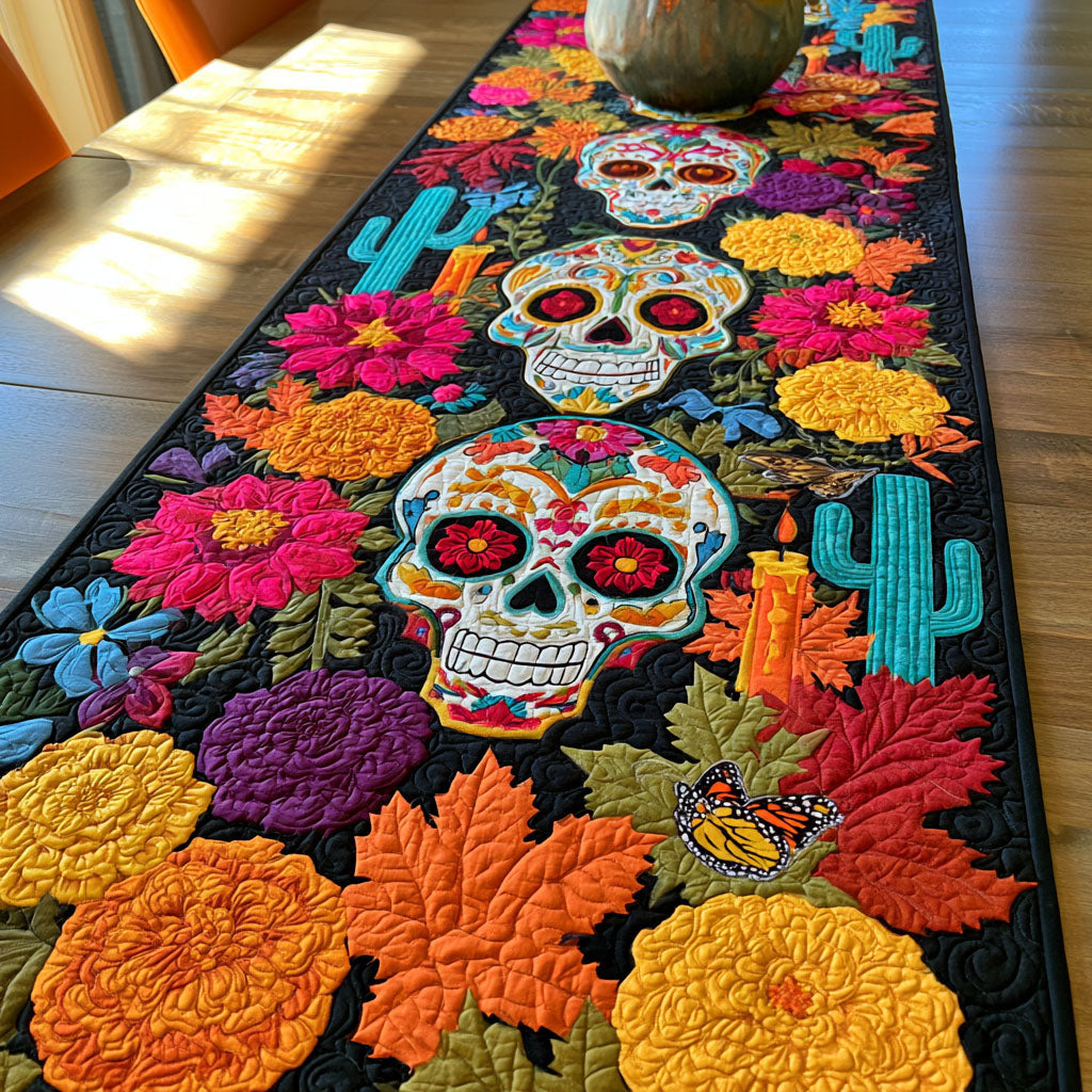 Calavera in Bloom Quilted Table Runner NCU0PT12010
